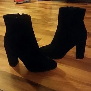 Public Desire Black suede heeled booties